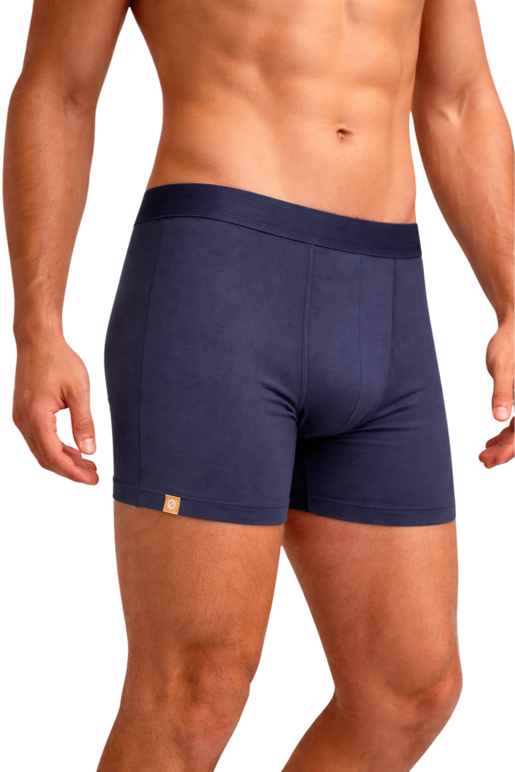 Navy blue leakproof underwear for men worn by model