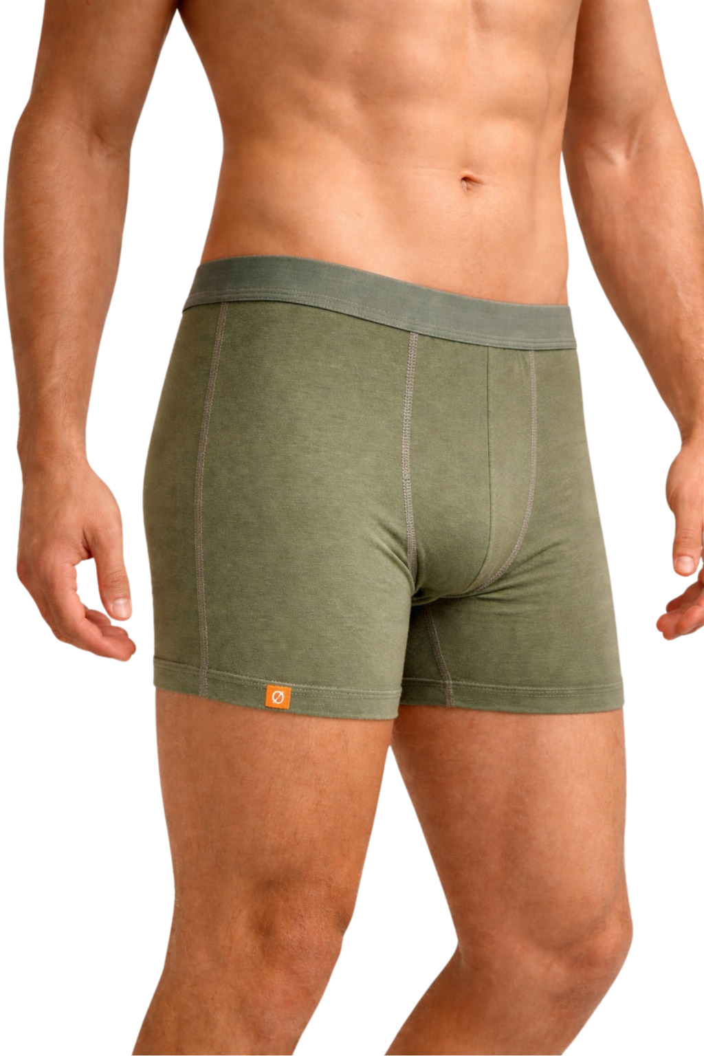 Army green leakproof underwear for men worn by model